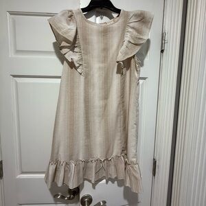 Altar'd State Cream Ruffled Sundress with Cap Sleeves
